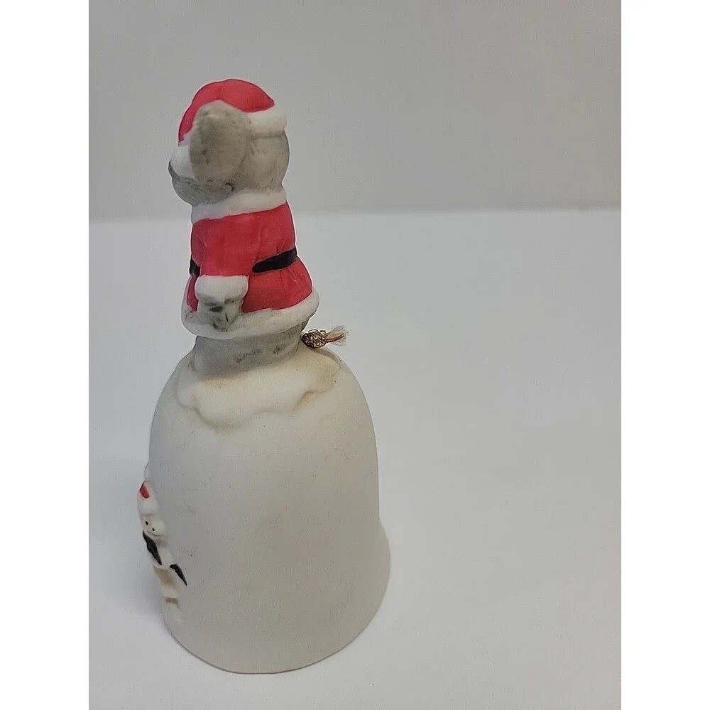 Vintage Ceramic Christmas‎ Mouse Bell Holiday Figurine